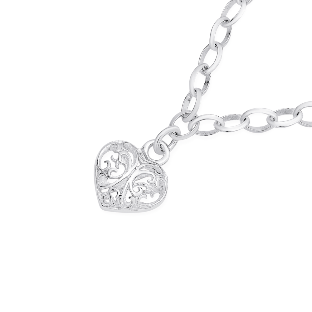 sterling silver filigree heart charm bracelet 1171033 34764